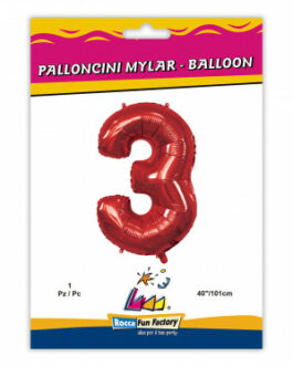 Mylar Numero 3 Rosso Mega 40″ – 101cm 1pz