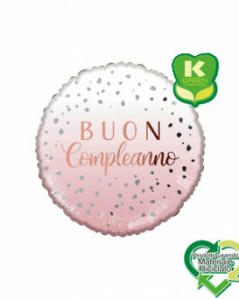 Mylar Buon Compleanno Rosa con Drops Tondo K-Green 18″ 1pz