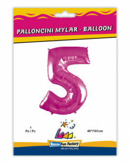 Mylar Numero 5 Fuxia Mega 40″ – 101cm 1pz