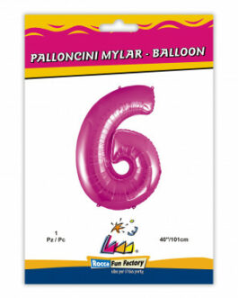 Mylar Numero 6 Fuxia Mega 40″ – 101cm 1pz