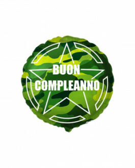 Mylar Buon Compleanno Verde Militare Tondo 18″ 1pz