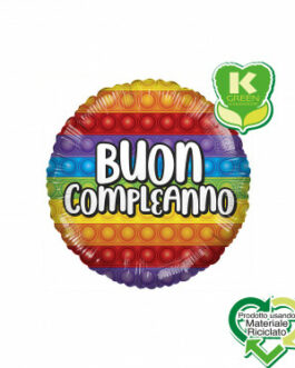 Mylar Buon Compleanno Arcobaleno Pop It K-Green 18″ 1pz